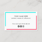 大型フォトホットピンクターコイズソーシャルメディア 名刺 (裏面)