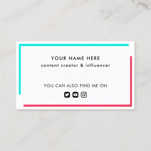 大型フォトホットピンクターコイズソーシャルメディア 名刺 (裏面)