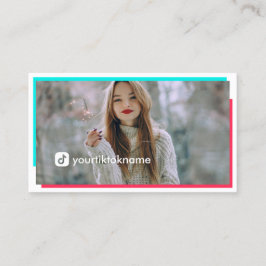 大型フォトホットピンクターコイズソーシャルメディア 名刺