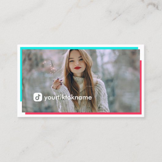 大型フォトホットピンクターコイズソーシャルメディア 名刺 (正面)