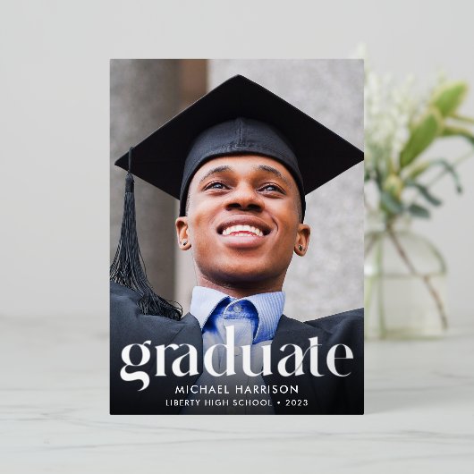 大型フォト卒業箔の発表 箔招待状 (立ち正面)