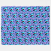 大型フリースブランケットブルーバタフライ/ラベンダー フリースブランケット (正面(横))