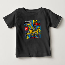 大型ホイールバックホー掘削機 重機材 ベビーTシャツ