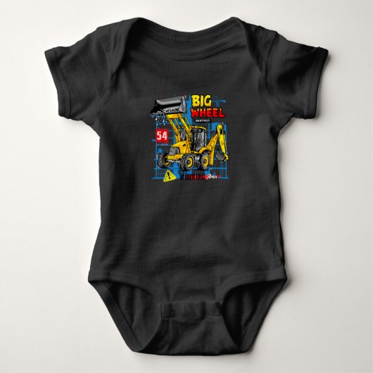 大型ホイールバックホー掘削機 重機 ベビーボディスーツ (正面)