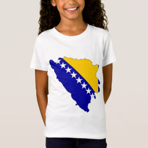大型ボスニア・ヘルツェゴビナの旗の地図 Tシャツ