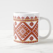 大型マグカップ 赤 ウクライナ十字刺繍 ジャンボコーヒーマグカップ (右)