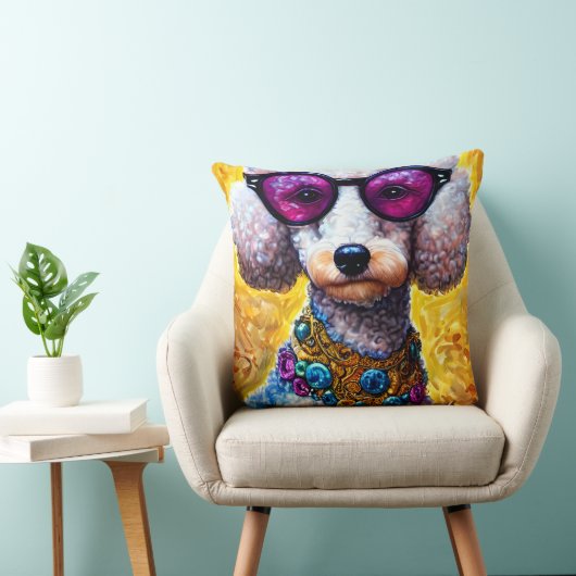 大型メガネをかけているプードル犬 クッション (椅子)