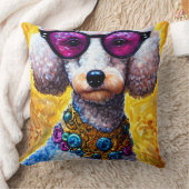 大型メガネをかけているプードル犬 クッション (ブランケット)