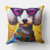 大型メガネをかけているプードル犬 クッション (裏面)