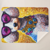 大型メガネをかけているプードル犬 シェルパブランケット (正面(横))