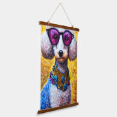 大型メガネをかけているプードル犬 吊り下げ型タペストリー (傾斜あり)