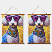 大型メガネをかけているプードル犬 吊り下げ型タペストリー (ダブル)