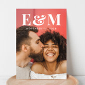 大型モダンモノグラムイニシャルフォト白黒 セーブザデート