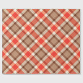 大型モダン格子縞、コーラルオレンジ、ブラウン&タン ラッピングペーパー (フラット)