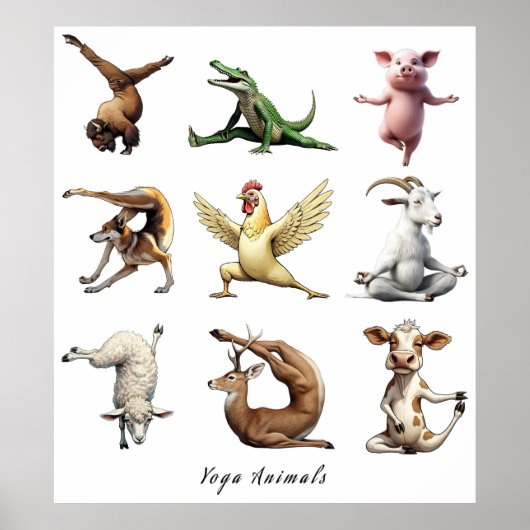 大型ヨガアニマルプリント ポスター (正面)