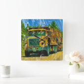 大型リグ、重量輸送車、トラック スクエア壁時計 (ホーム)