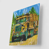 大型リグ、重量輸送車、トラック スクエア壁時計 (傾斜)