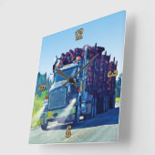 大型ロギングトラックドライバーの壁時計 スクエア壁時計 (傾斜)