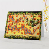 大型ロシアのフォークアートハッピーバースデーカード カード (黄色い花)