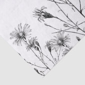 大型ワイルドフラワードラゴンフライのデコページ白黒 薄葉紙 (詳細)