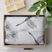 大型ワイルドフラワードラゴンフライのデコページ白黒 薄葉紙 (ギフト)