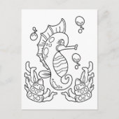 大型乗馬の色を付ける |キッズアクティビティカード ポストカード (正面)