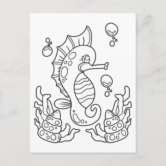 大型乗馬の色を付ける |キッズアクティビティカード ポストカード (正面)