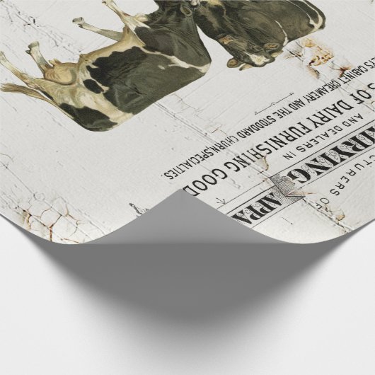 大型乳牛のヴィンテージのスタイルの古く素朴な牛 ラッピングペーパー (角)