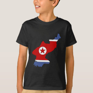 大型北朝鮮の旗の地図 Tシャツ