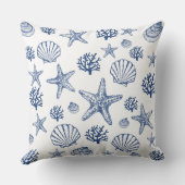 大型枕海軍ホワイトシーシェルパターン海岸 クッション (裏面)