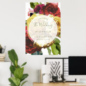 大型植物性バラ結婚の歓迎サイン ポスター (ホームオフィス)