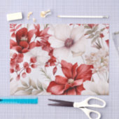 大型植物花赤と白ユーカリ 薄葉紙 (クラフト)