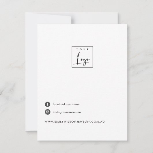 大型海軍赤面フローラスタッドネックレス表示カード サンキューカード (裏面)