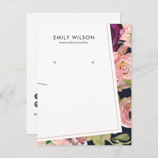 大型海軍赤面フローラスタッドネックレス表示カード サンキューカード (正面/裏面)