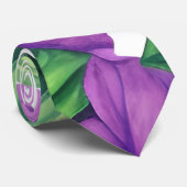 大型熱帯紫色の植物パターン ネクタイ (ロール)