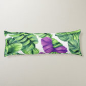 大型熱帯紫色の植物パターン ボディピロー (裏面)