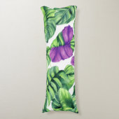 大型熱帯紫色の植物パターン ボディピロー (正面縦)