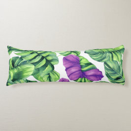 大型熱帯紫色の植物パターン ボディピロー