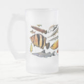 大型熱帯魚のフロストグラスマグカップ フロストグラスビールジョッキ (左)