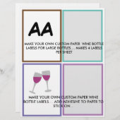 大型用にカスタム紙ボトルラベルを作る レターヘッド (正面/裏面)