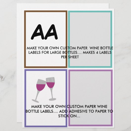 大型用にカスタム紙ボトルラベルを作る レターヘッド (正面/裏面)