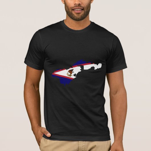 大型米領サモアの旗の地図 Tシャツ (正面)