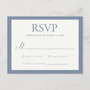 大型縁ど基本結婚式RSVP - Dusty Blue インビテーションポストカード