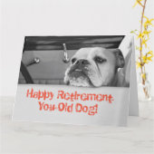 大型退職挨拶状オーストラリアのブルドッグ カード (黄色い花)