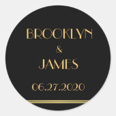 大型金ゴールドとブラック素晴らしギャツビー結婚式用シール ラウンドシール (正面)