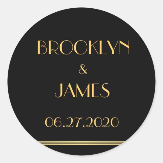 大型金ゴールドとブラック素晴らしギャツビー結婚式用シール ラウンドシール (正面)