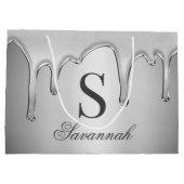 大型銀クロム乾燥液体金属モノグラム ラージペーパーバッグ (裏面)