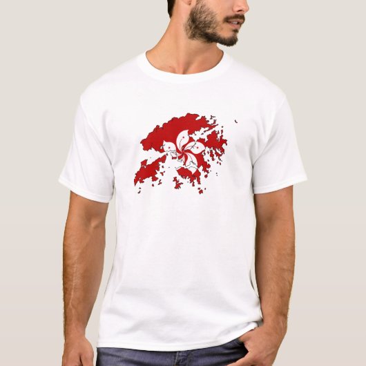 大型香港の旗の地図 Tシャツ (正面)