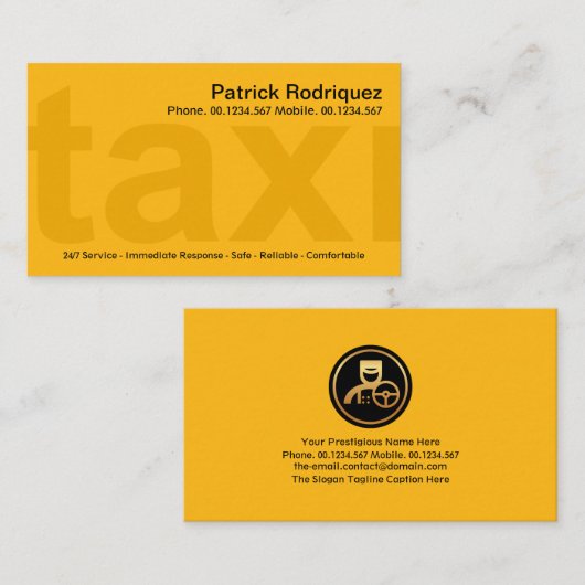 大型黄色タクシーサイネージプライベートタクシードライバー 名刺 (正面/裏面)