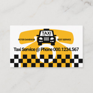 大型黄色電話TaxiMotifチェックボックスドライバー 名刺
